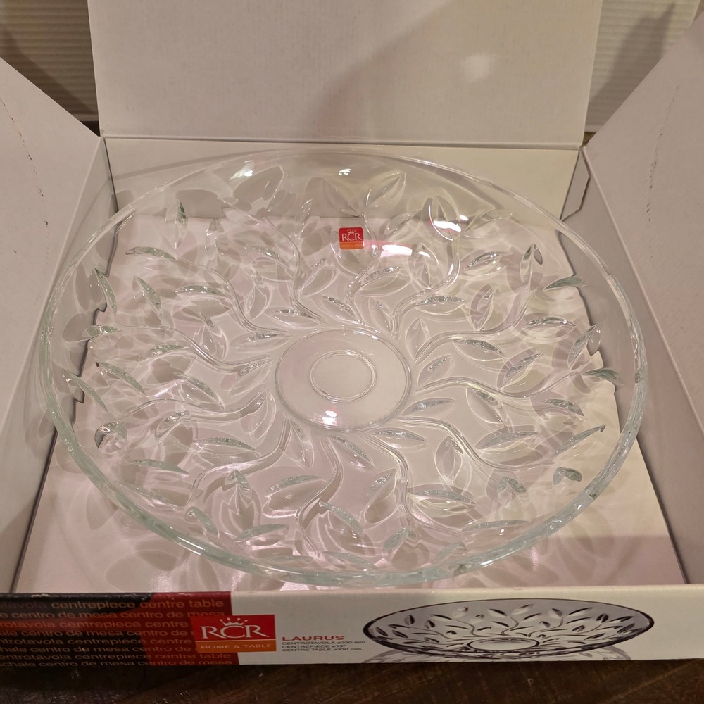 RCR Cristalleria Italiana Laurus 13 Inch Crystal Centerpiece Bowl Made in Italy